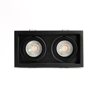 PURPL Foco LED empotrable doble | 2x GU10 incluidos | negro | Aluminio | Rectangular | Orientable | IP20