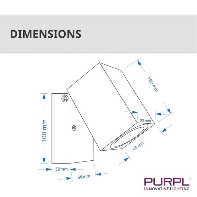 PURPL Lámpara de pared inclinable cuadrada LED GU10