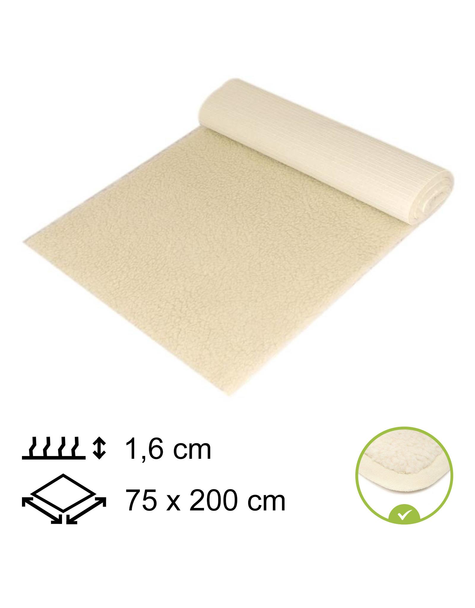 Yogamat Schapenwol 75x200x1,6cm - met bies