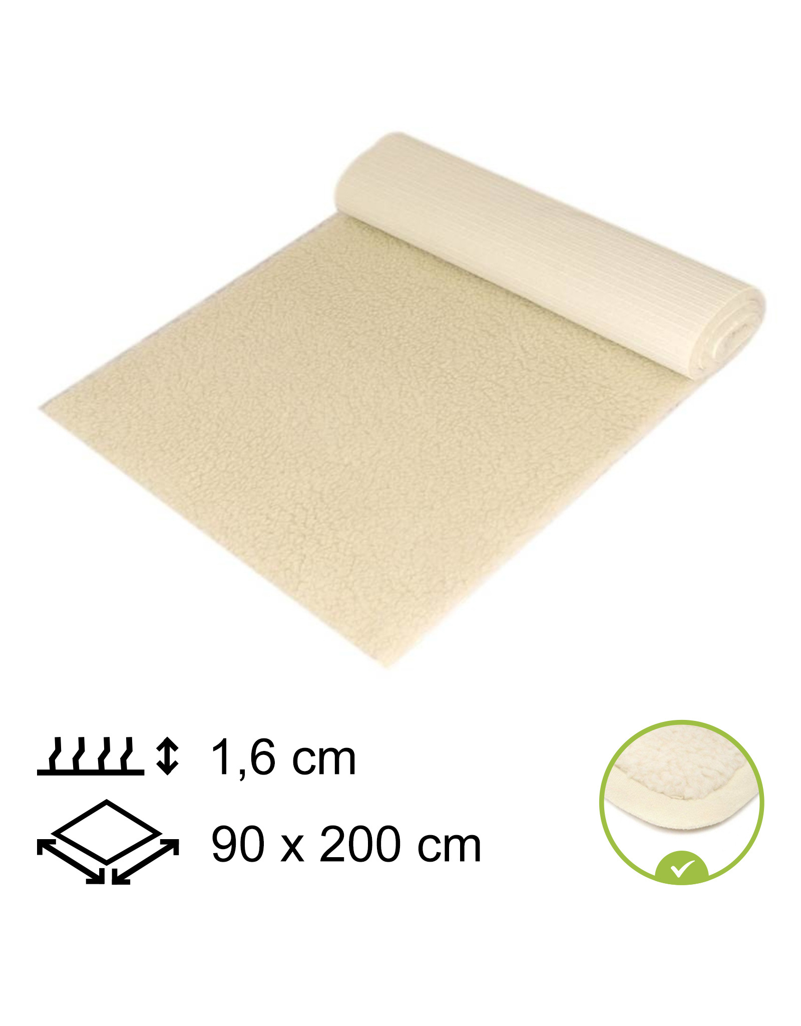 Yogamat Schapenwol 90x200x1,6cm - met bies