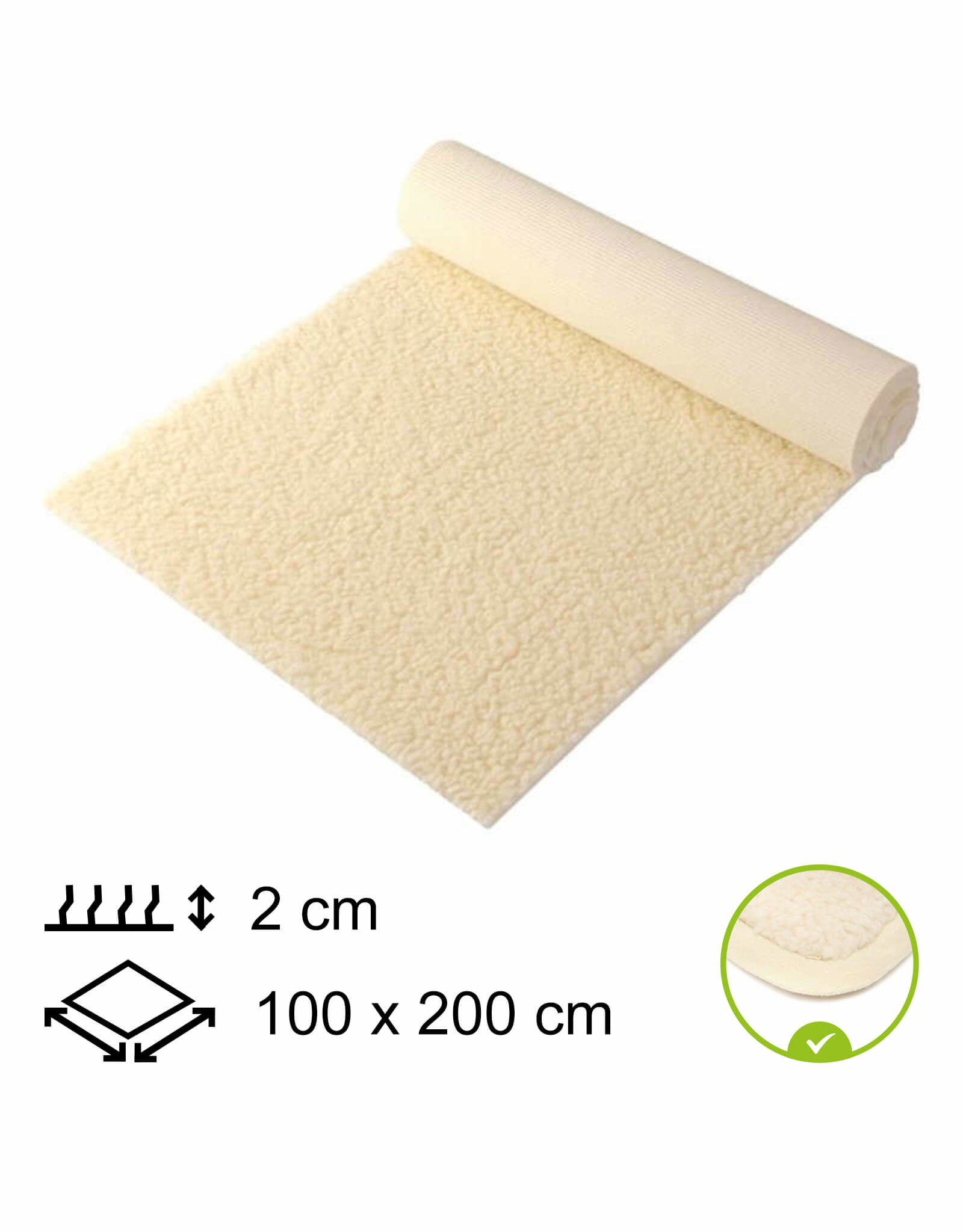 Yogamat Schapenwol 100x200x2cm - met bies