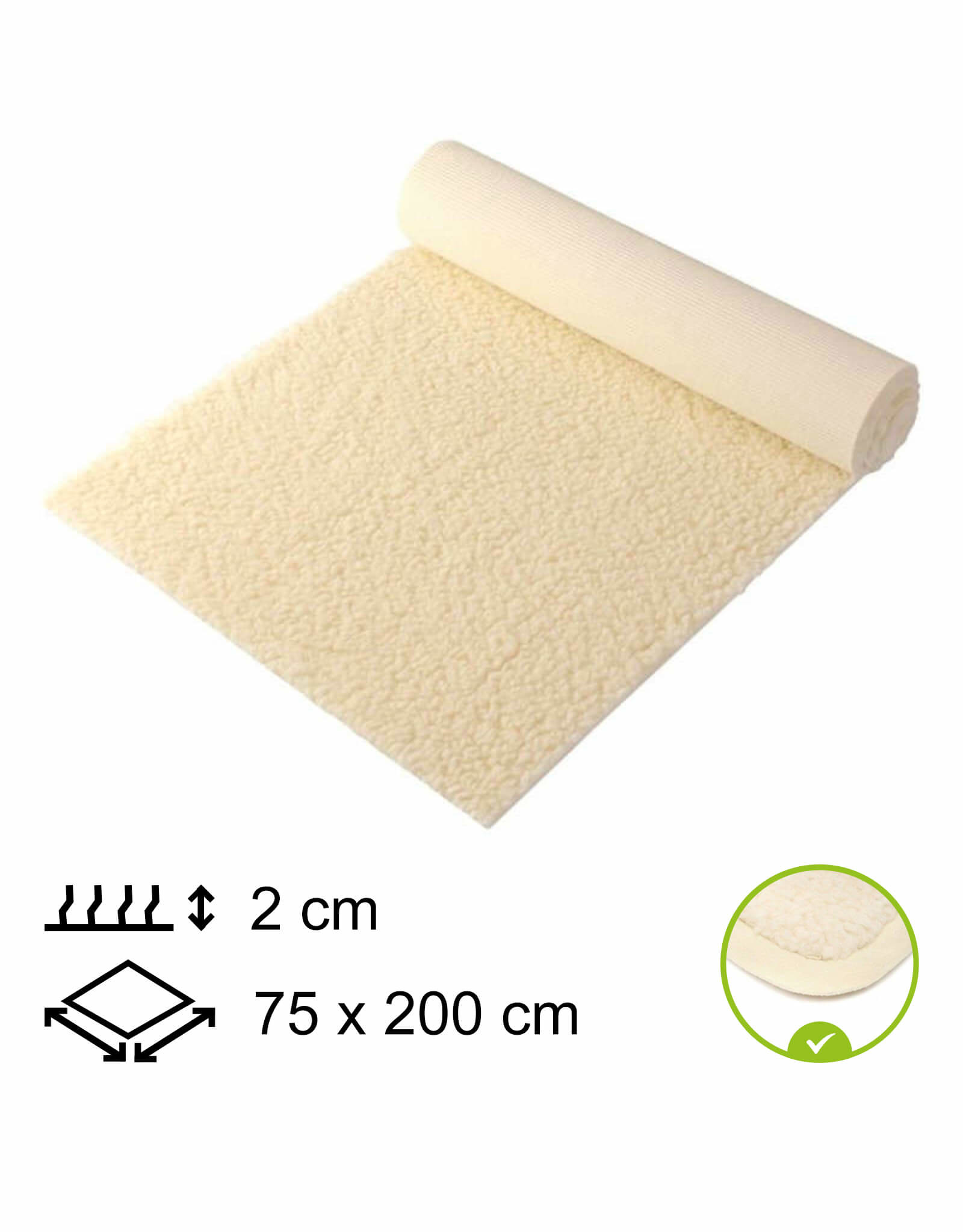 Yogamat Schapenwol 75x200x2cm - met bies