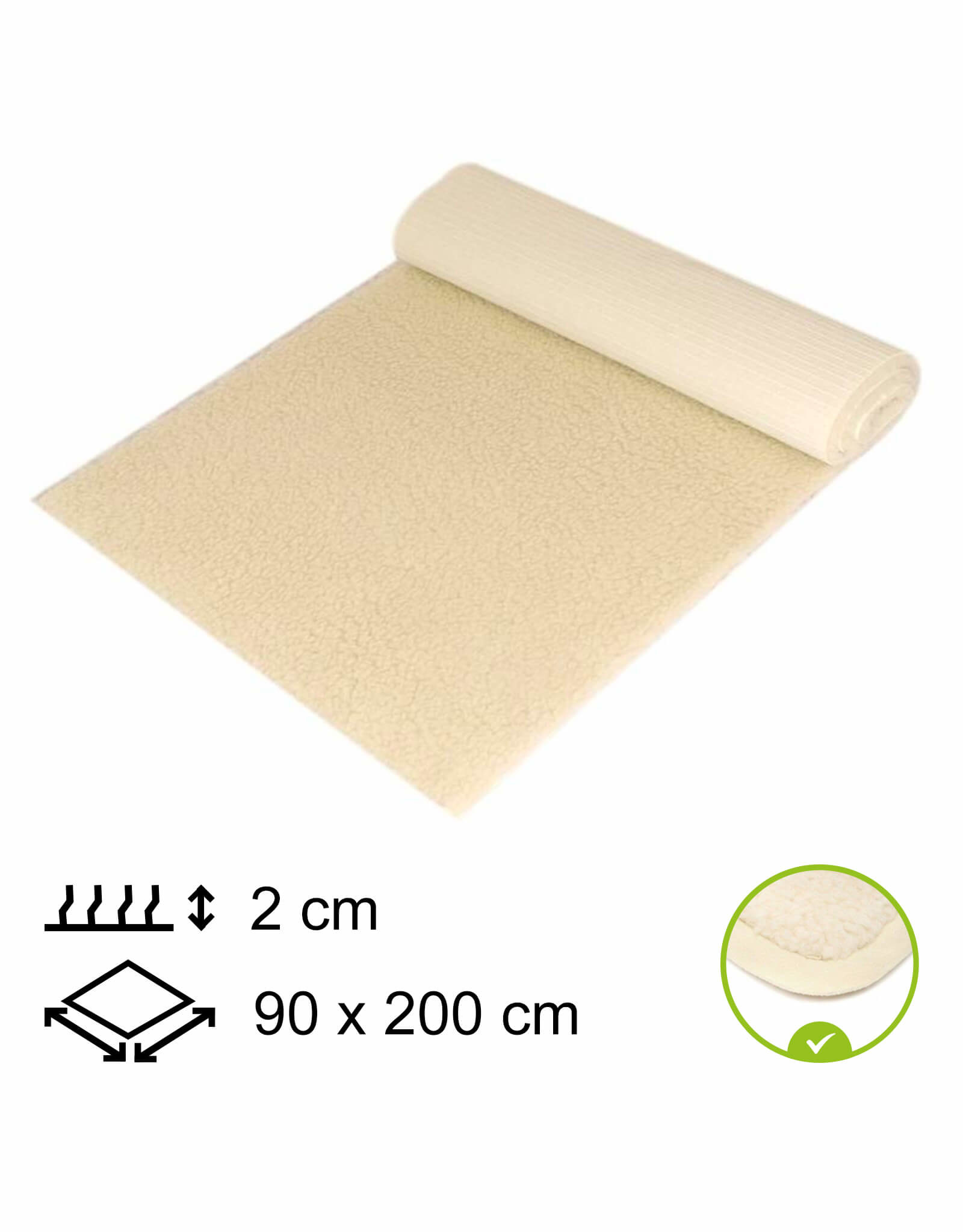 Yogamat Anti-allergie 90x200x2cm - met bies