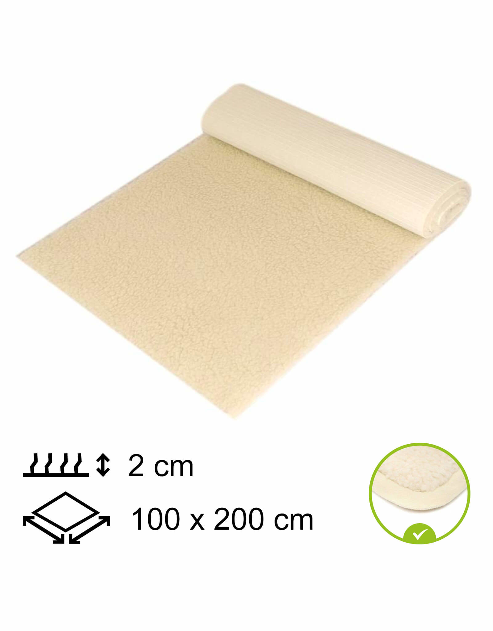Yogamat Anti-allergie 100x200x2cm - met bies