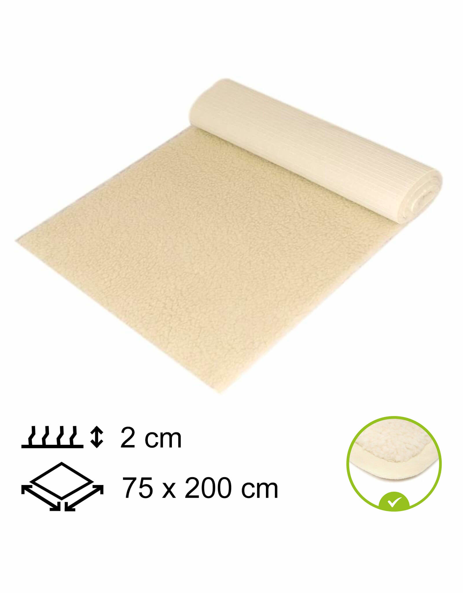 Yogamat Anti-allergie 75x200x2cm - met bies