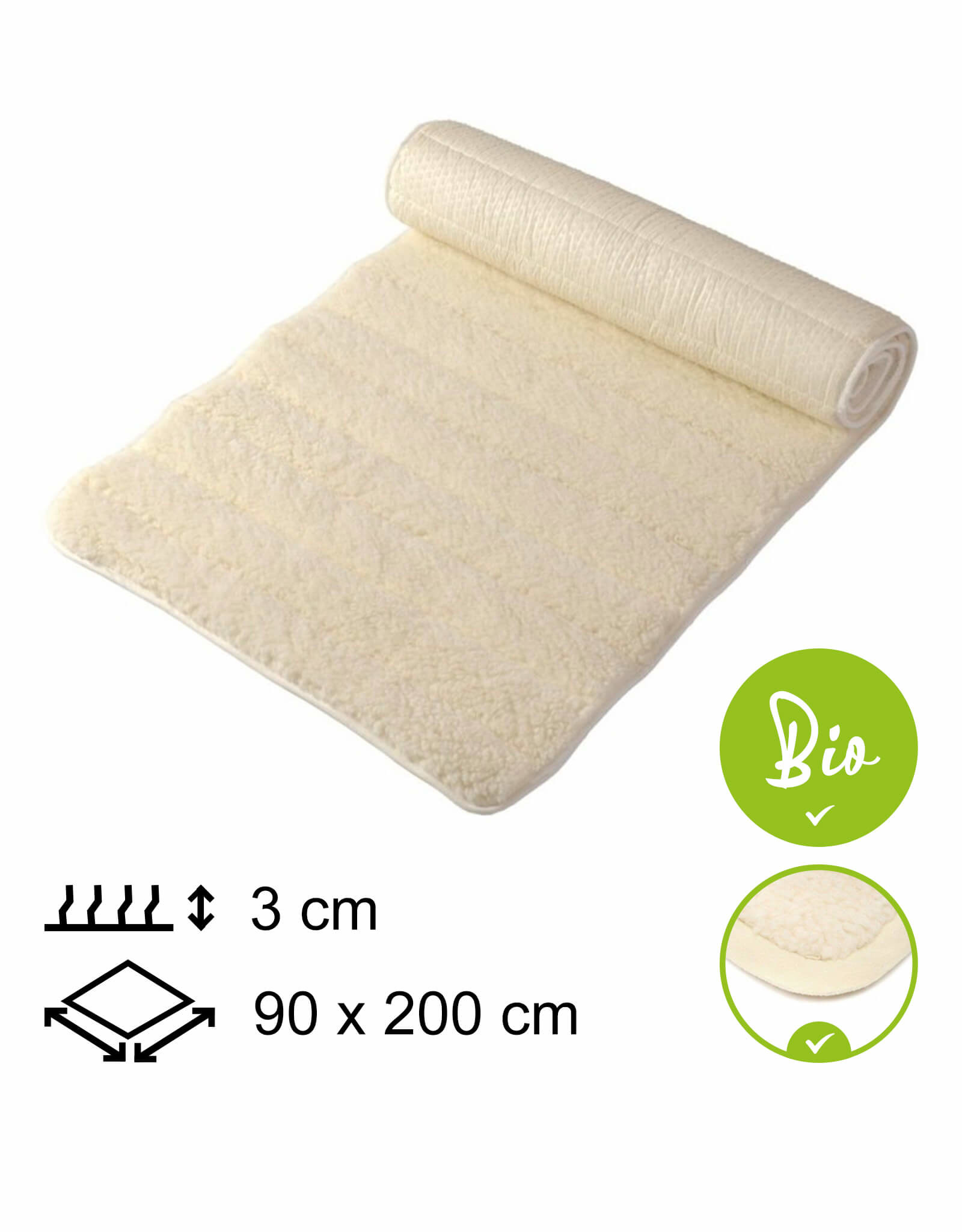 Yogamat Lichtgewicht BIO 90x200x3cm - met bies