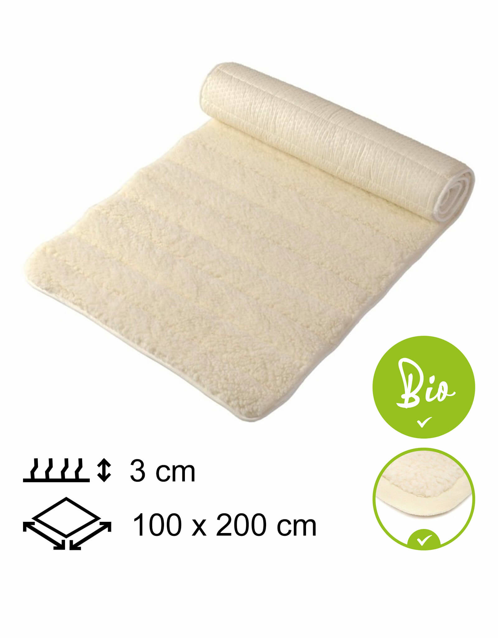 Yogamat Lichtgewicht BIO 100x200x3cm - met bies