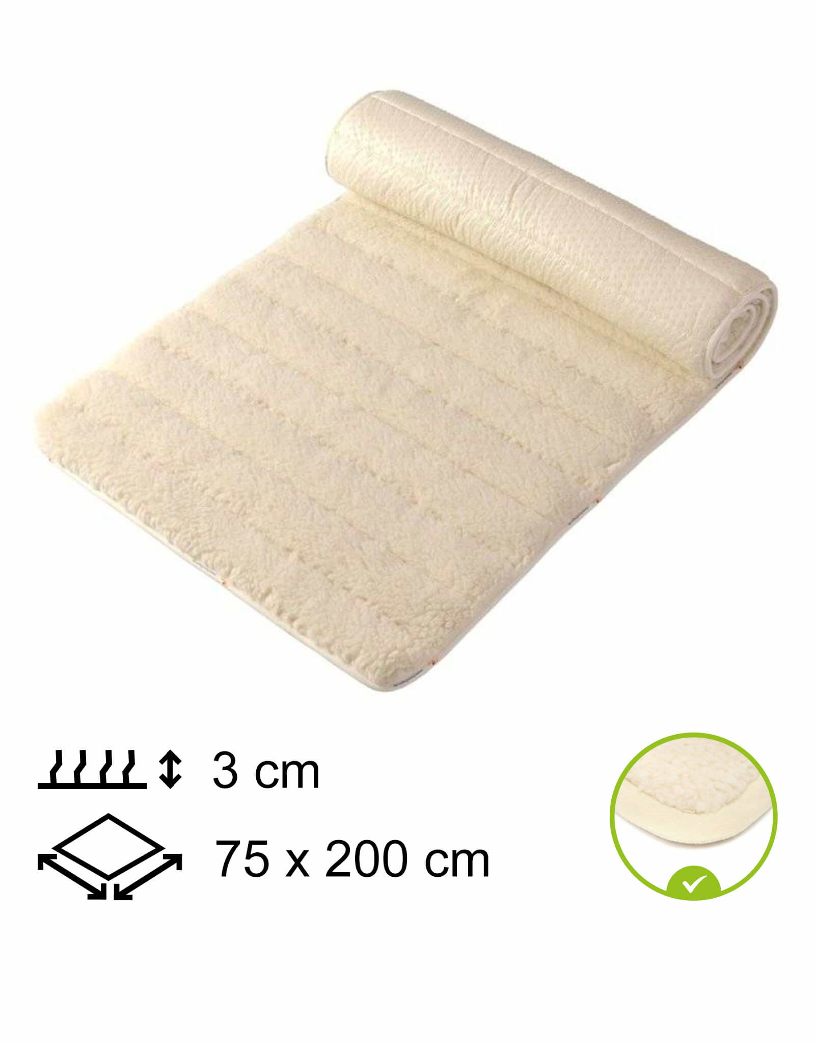 Yogamat Lichtgewicht 75x200x3cm - met bies