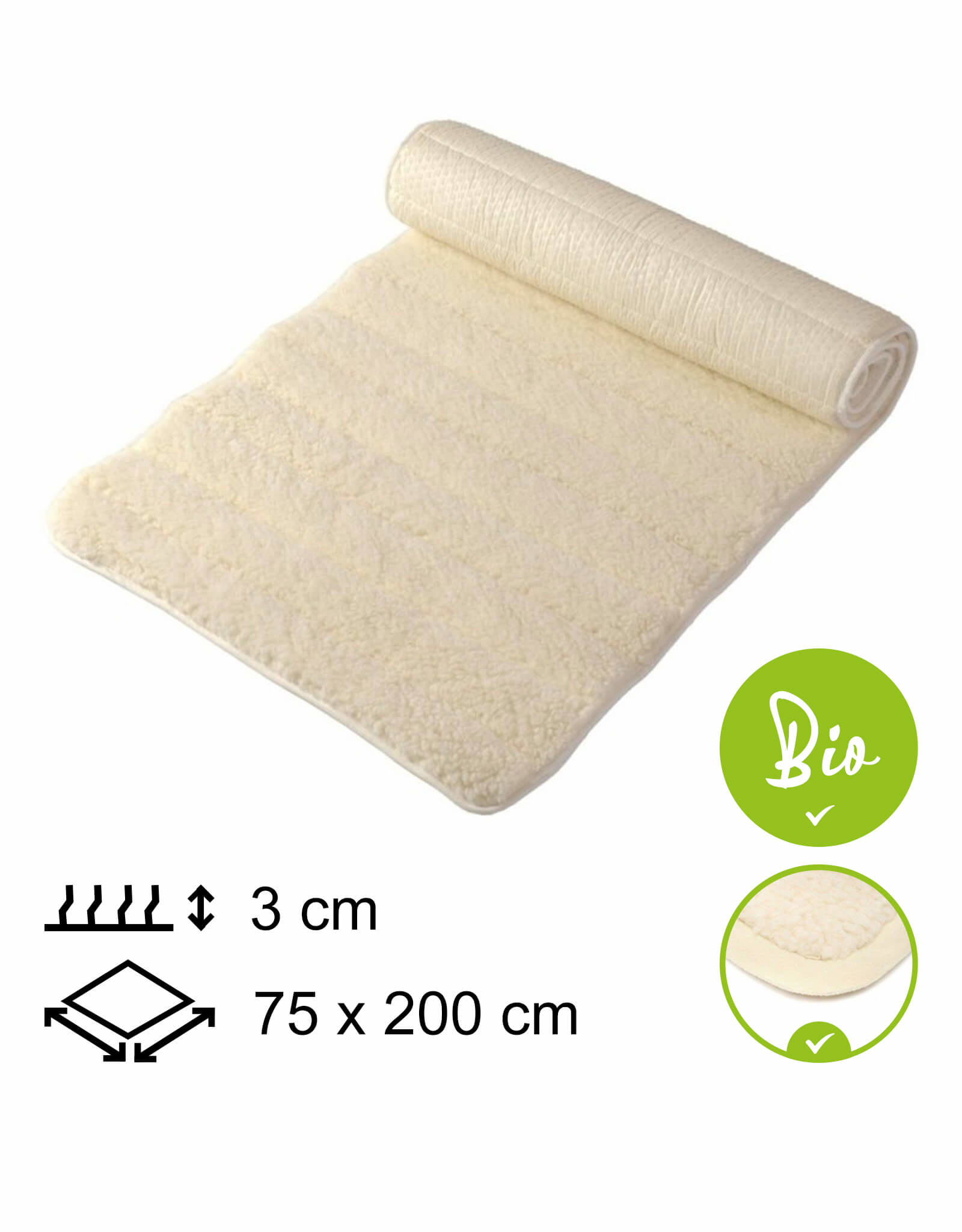 Yogamat Lichtgewicht BIO 75x200x3cm - met bies