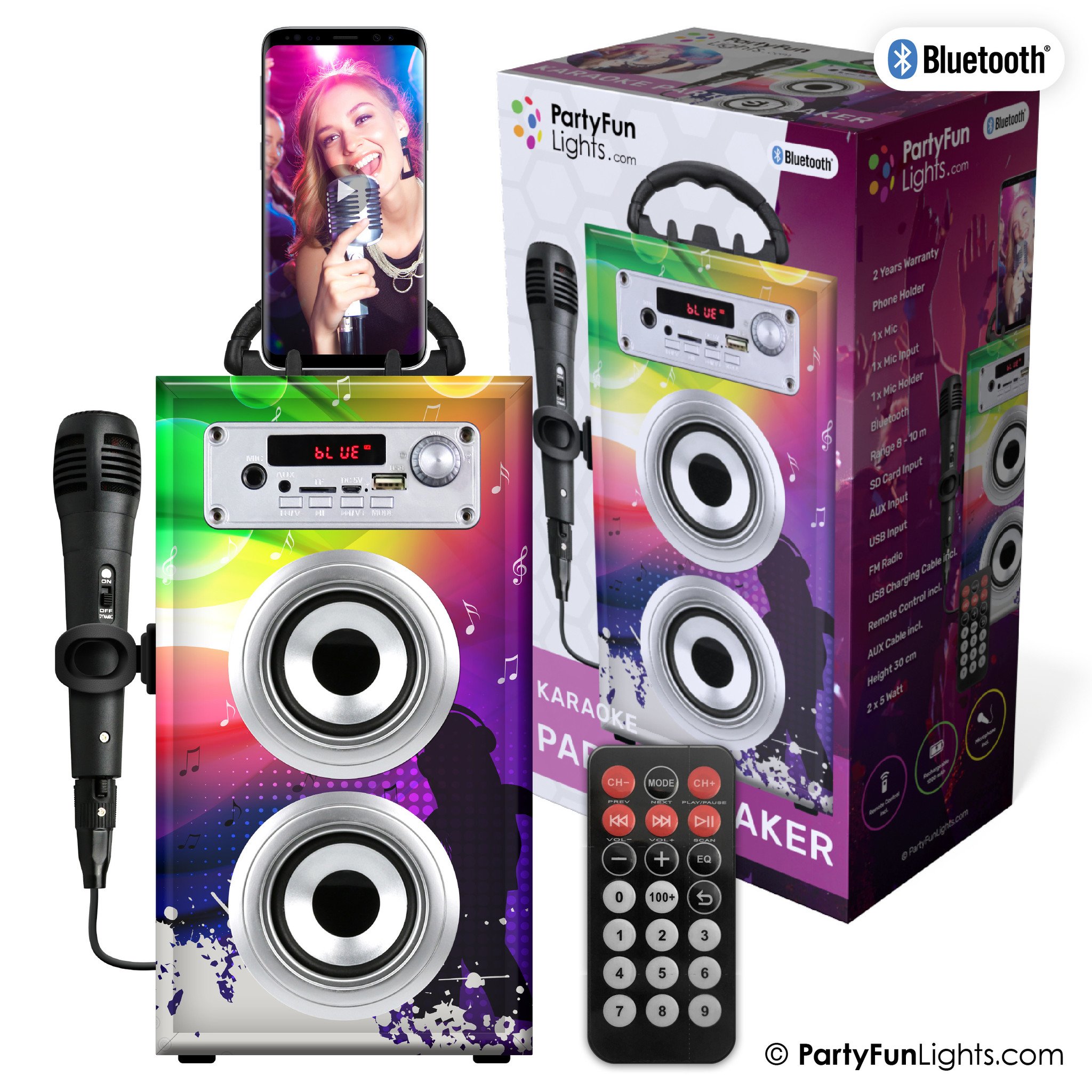 Party Light & Sound - Enceinte USB Bluetooth Portable Karaoke
