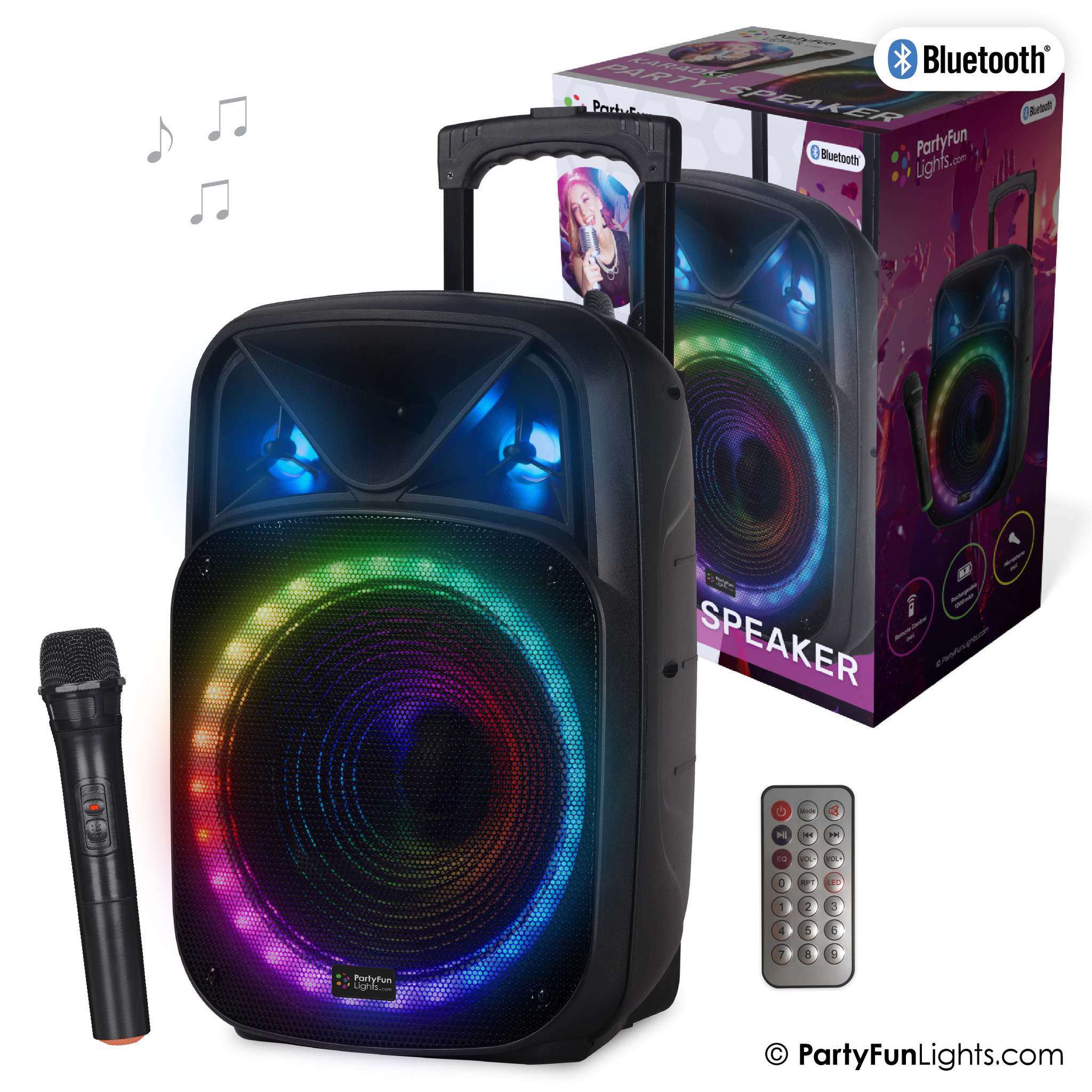 DJ-Checkpoint, Light & Sound Equipment Online Shop-FENTON BoomBox300 Akku  Party Speaker mit LED-Beleuchtung, Mikrofon, USB/MicroSD Player & Bluetooth