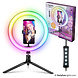 PartyFunLights Anneau lumineux multicolore pour selfie 26 cm - Trépied, support pour téléphone avec prise USB PartyFunLights Anneau lumineux multicolore pour selfie 26 cm - Trépied, support pour téléphone avec prise USB