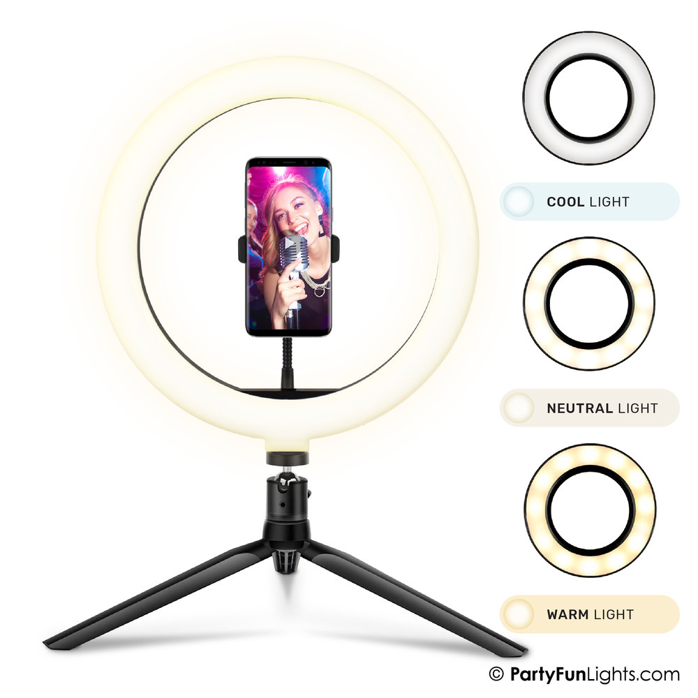 Ring Light avec Trépied Lampe USB 25cm Selfie Anneau Lumineux LED