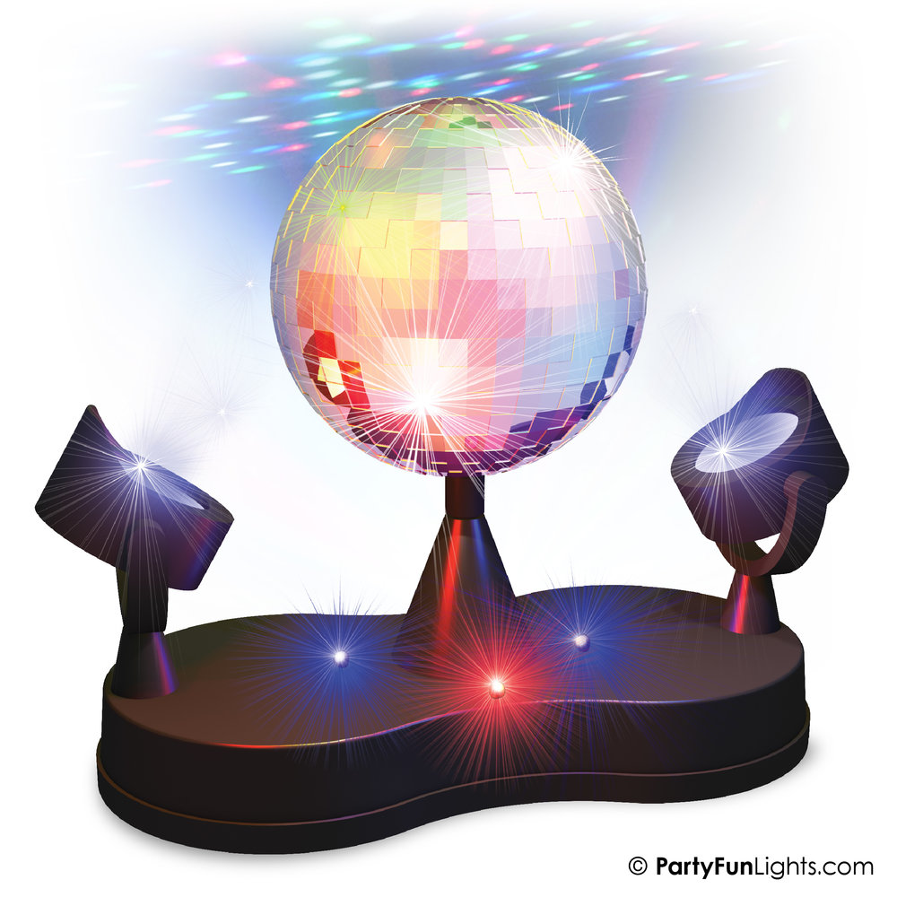 Party-Licht mit rotierender Spiegelkugel und mehrfarbigen LED Lightspots -  PartyFunLights