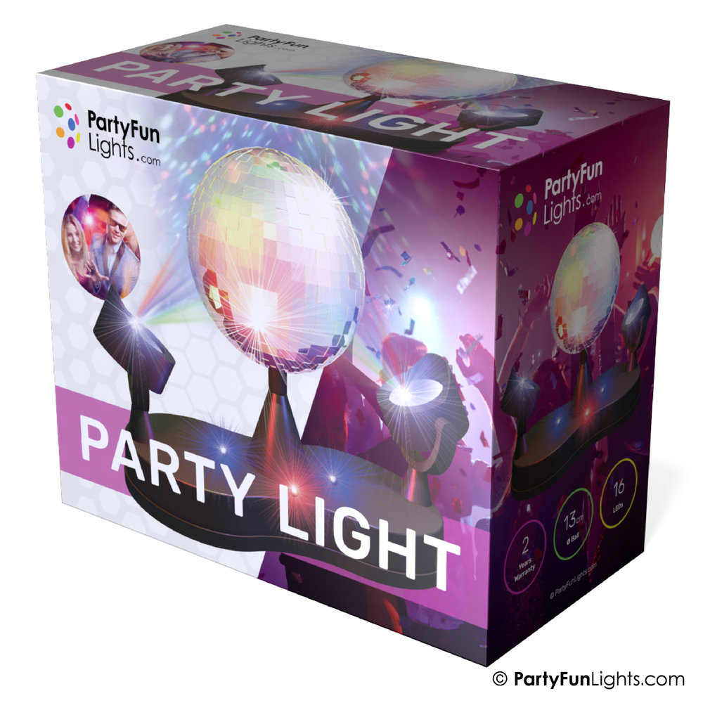 Party-Licht mit rotierender Spiegelkugel Lightspots und mehrfarbigen LED PartyFunLights 