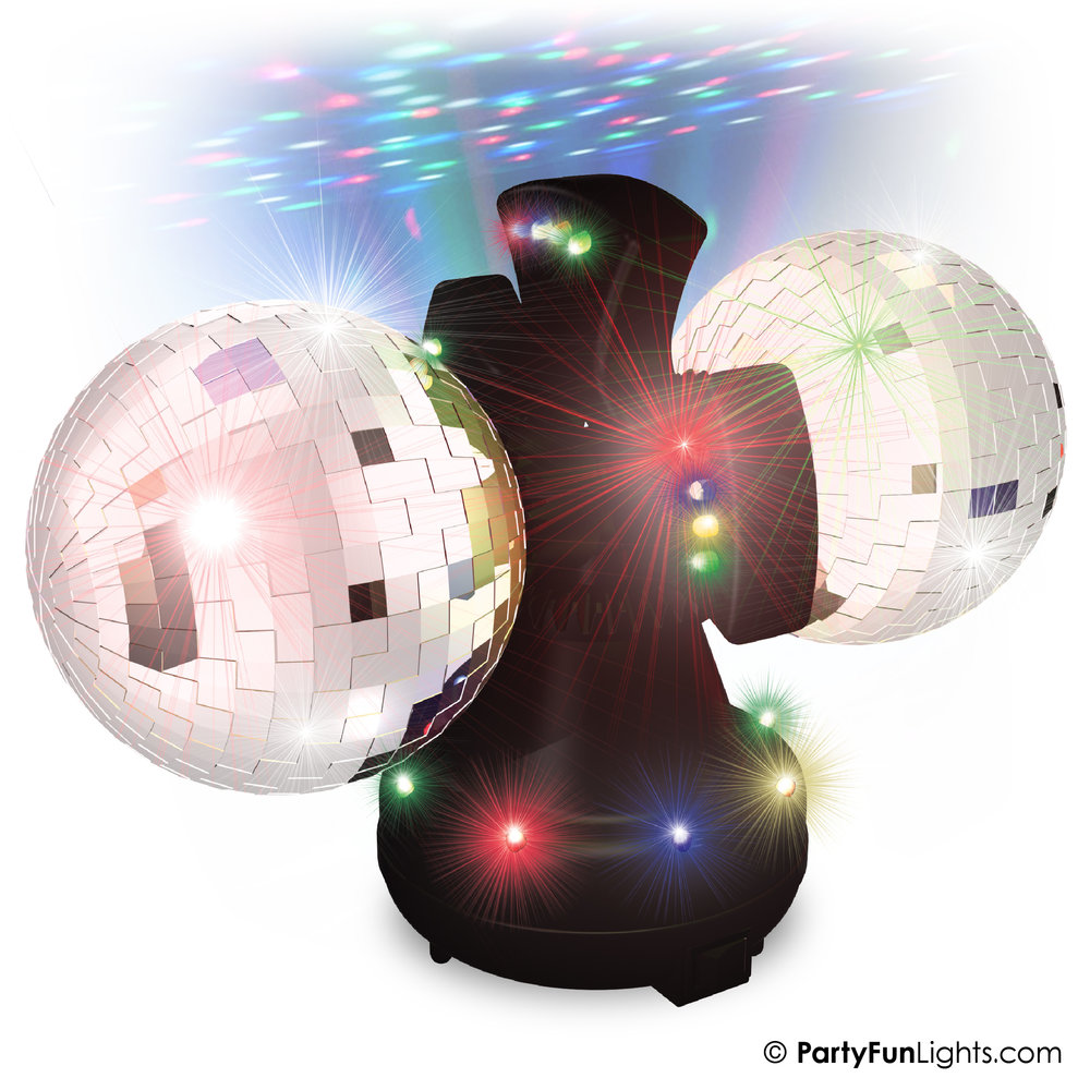 Lampe disco 2 boules tournante sur 2 pieds, deco fete discount - Badaboum