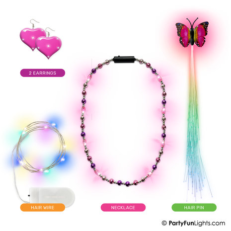 Flashing LED Jewels - Party Set - 5 pieces - PartyFunLights Flashing LED Jewels - Party Set - 5 pieces - PartyFunLights
