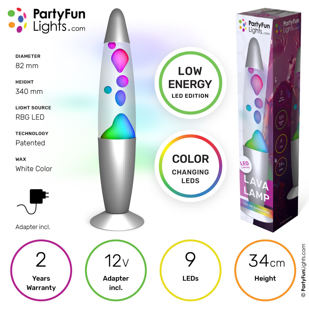 Lampe à lave LED à couleurs changeantes - PartyFunLights