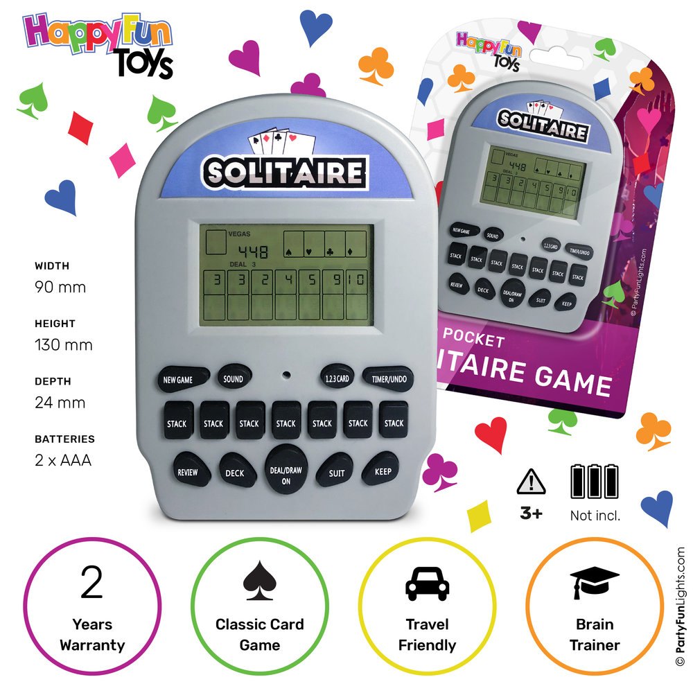 HappyFunToys Solitaire Retro Elektronisch Zakspel 2-in-1