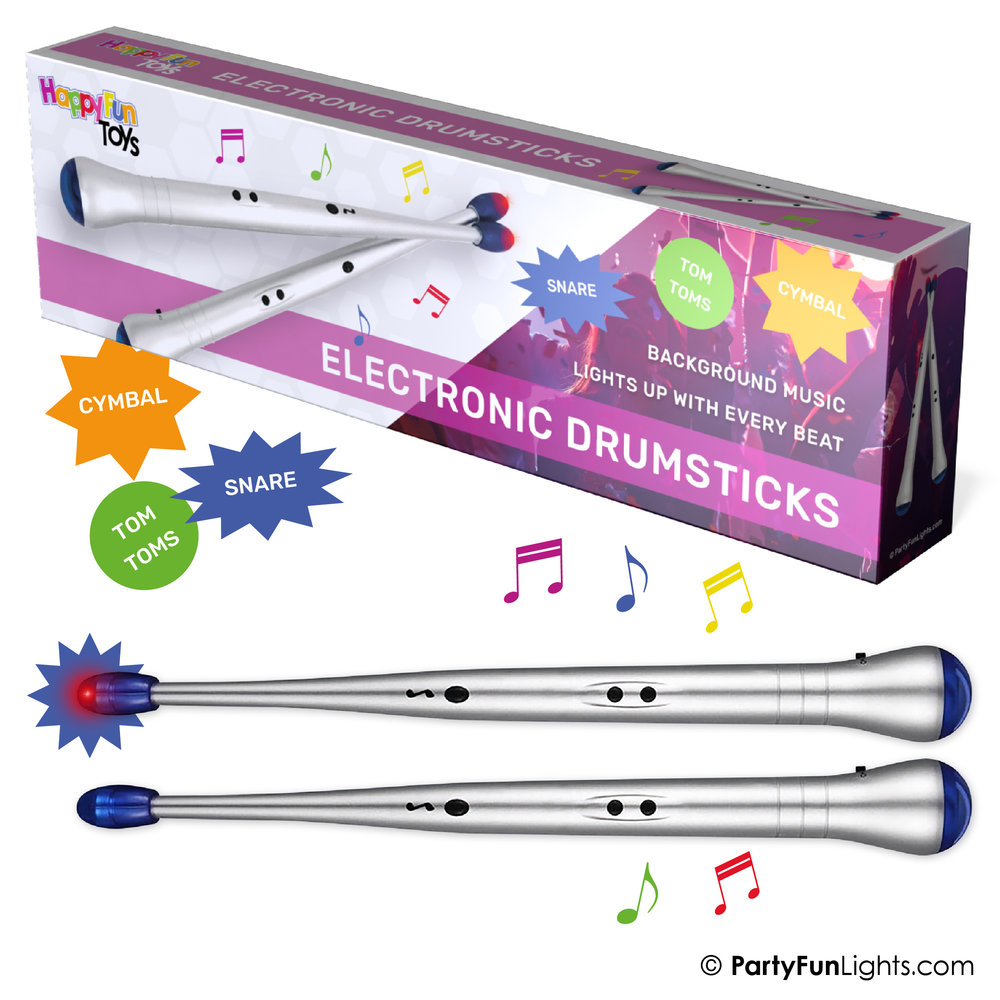 HappyFunToys Elektronische Drum Sticks mit mehrere Sounds und Spuren HappyFunToys Elektronische Drum Sticks mit mehrere Sounds und Spuren
