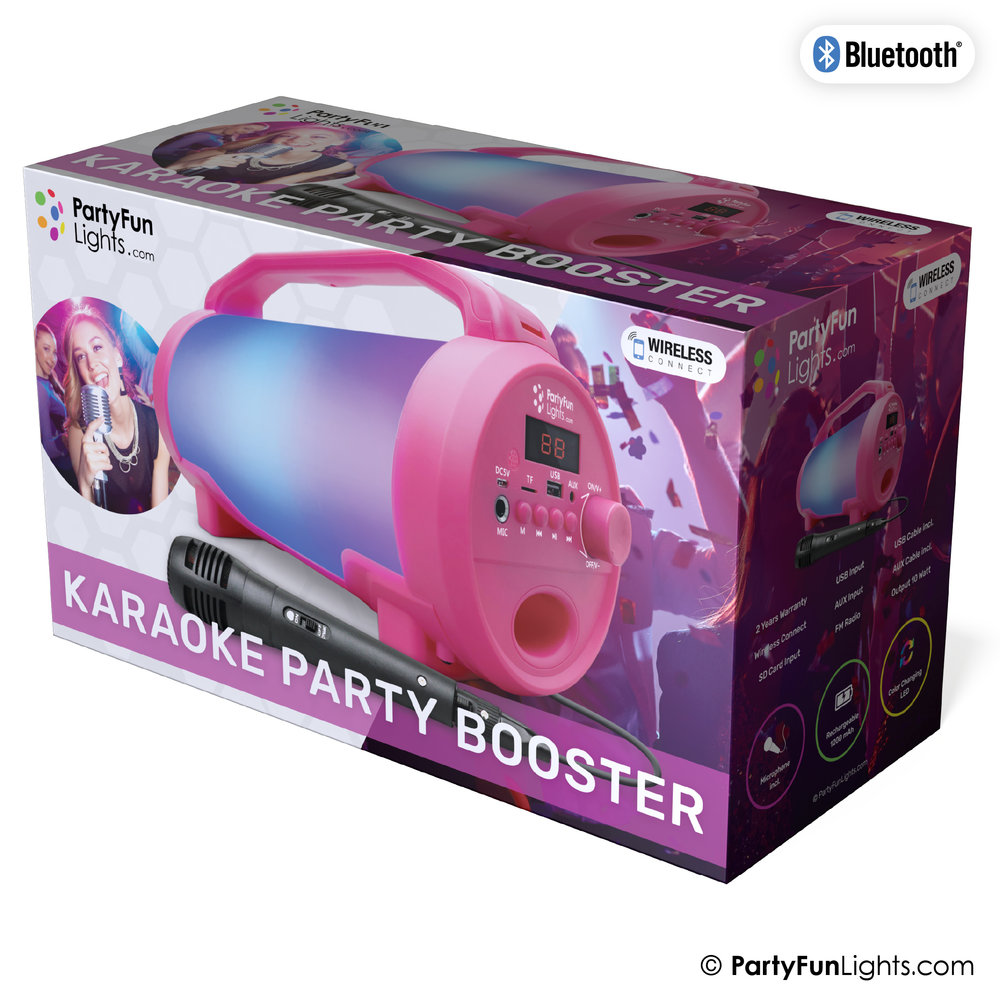 PartyFunLights Bluetooth Karaoke Party Booster mit Mikrofon, Lichteffekten und Tragegriff PartyFunLights Bluetooth Karaoke Party Booster mit Mikrofon, Lichteffekten und Tragegriff