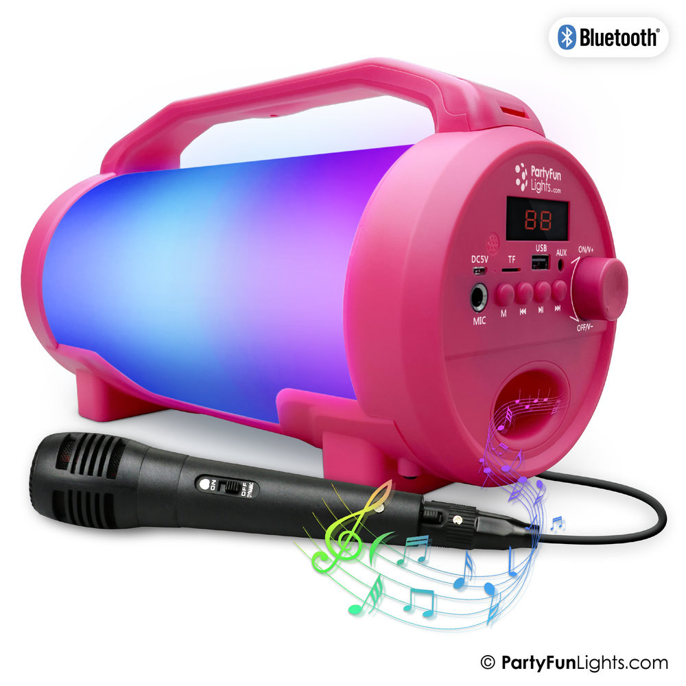 Bluetooth Karaoke Party Booster Microphone, Lighting Effects and Carrying - PartyFunLights