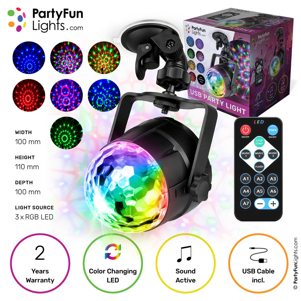 PartyFunLights USB Party Projector Feestverlichting Discolamp met zuignap en afstandsbediening PartyFunLights USB Party Projector Feestverlichting Discolamp met zuignap en afstandsbediening