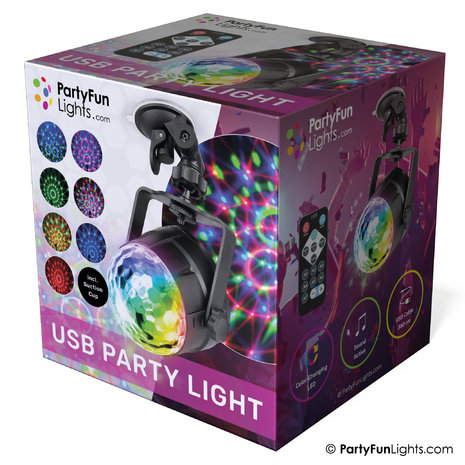 PartyFunLights Disco-Lampe Party Projektor Licht USB Powered mit Saugnapf  und Fernbedienung