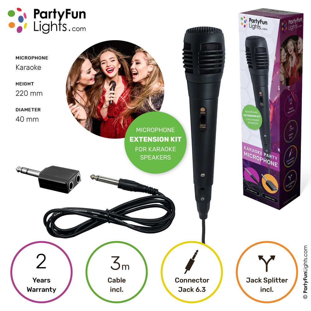 PartyFunLights Microfoonuitbreidingsset voor karaokesets incl. ingangssplitter en snoer PartyFunLights Microfoonuitbreidingsset voor karaokesets incl. ingangssplitter en snoer