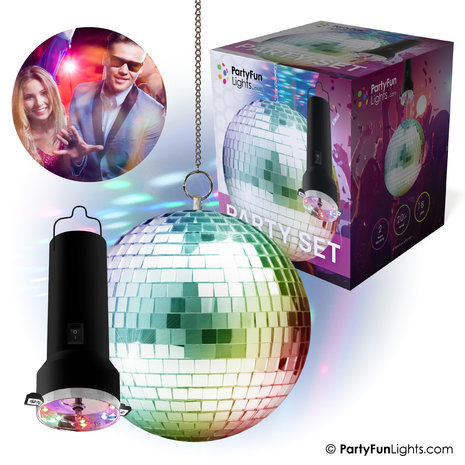 PartyFunLights Rotating Mirror Ball Party Set with Multicolor LED and Motor PartyFunLights Rotating Mirror Ball Party Set with Multicolor LED and Motor
