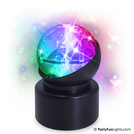 PartyFunLights Mini Party Light met lichteffecten die van kleur veranderen en roteren, 3x AA-batterij (niet meegeleverd) of USB-kabel (meegeleverd) PartyFunLights Mini Party Light met lichteffecten die van kleur veranderen en roteren, 3x AA-batterij (niet meegeleverd) of USB-kabel (meegeleverd)
