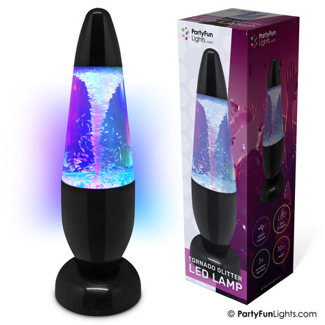PartyFunLights Kleur veranderende LED Tornado Glitter Lamp PartyFunLights Kleur veranderende LED Tornado Glitter Lamp