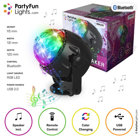 PartyFunLights Diskolicht-Party-Lautsprecher mit Fernbedienung PartyFunLights Diskolicht-Party-Lautsprecher mit Fernbedienung