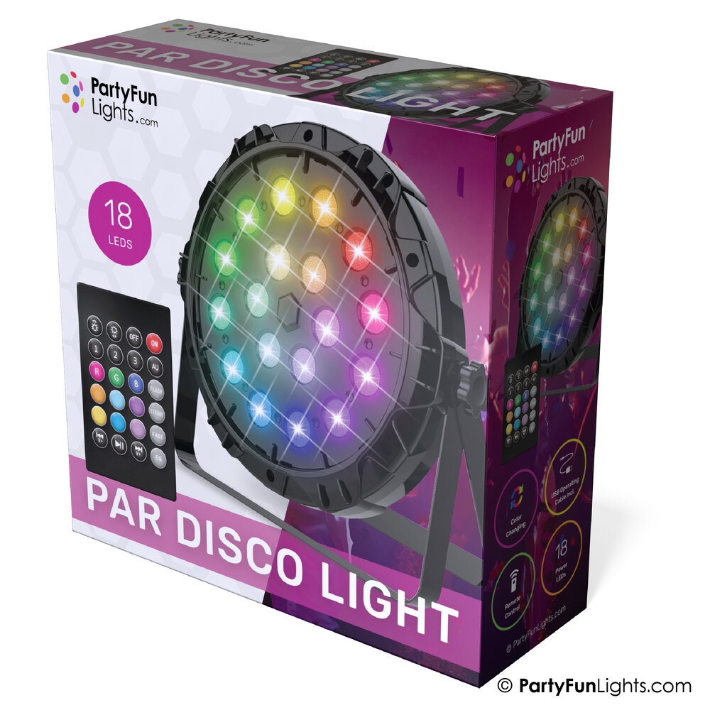 PartyFunLights Lumière de discothèque PAR à 18 LED avec télécommande