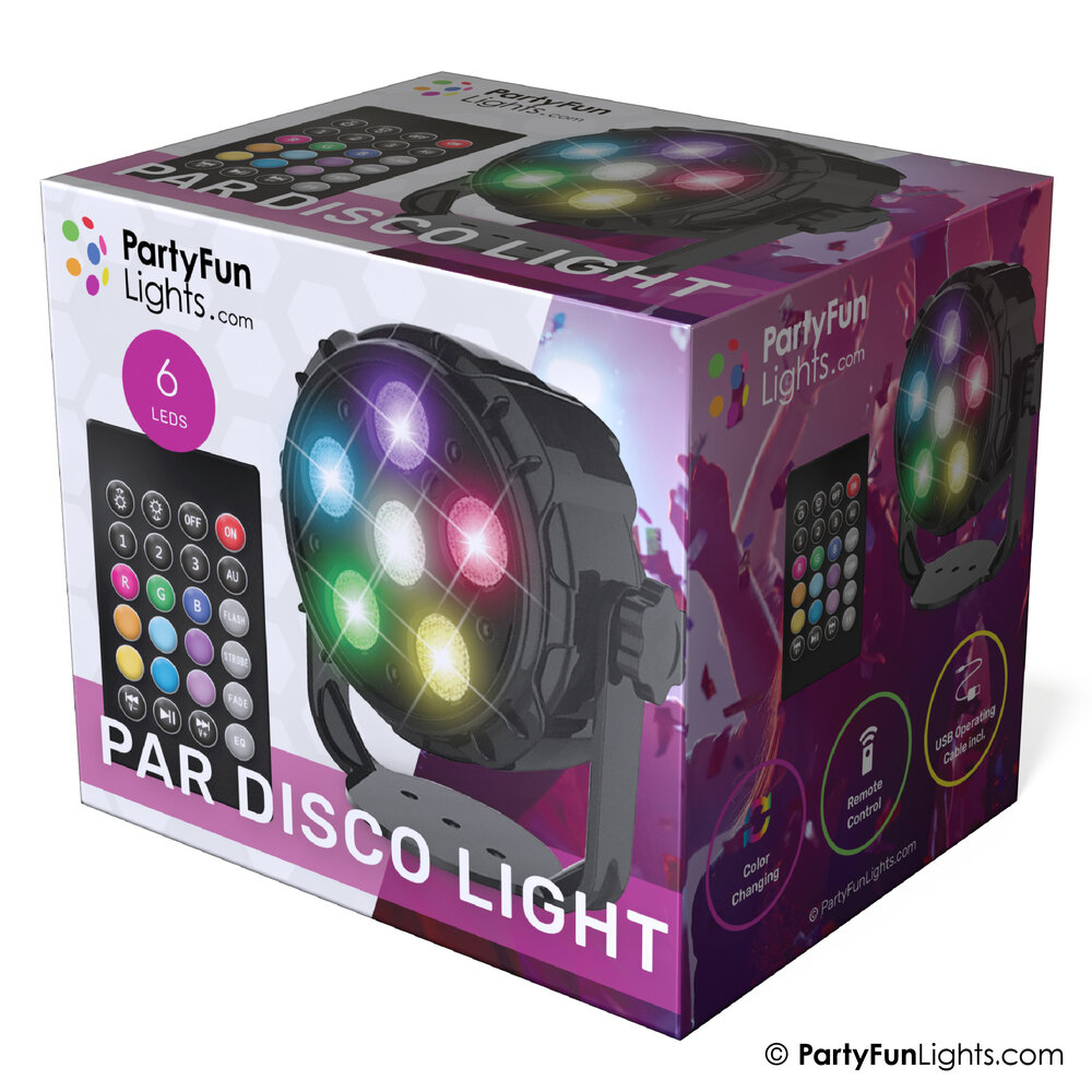 PartyFunLights 6 LED PAR Disco Lamp met afstandsbediening PartyFunLights 6 LED PAR Disco Lamp met afstandsbediening