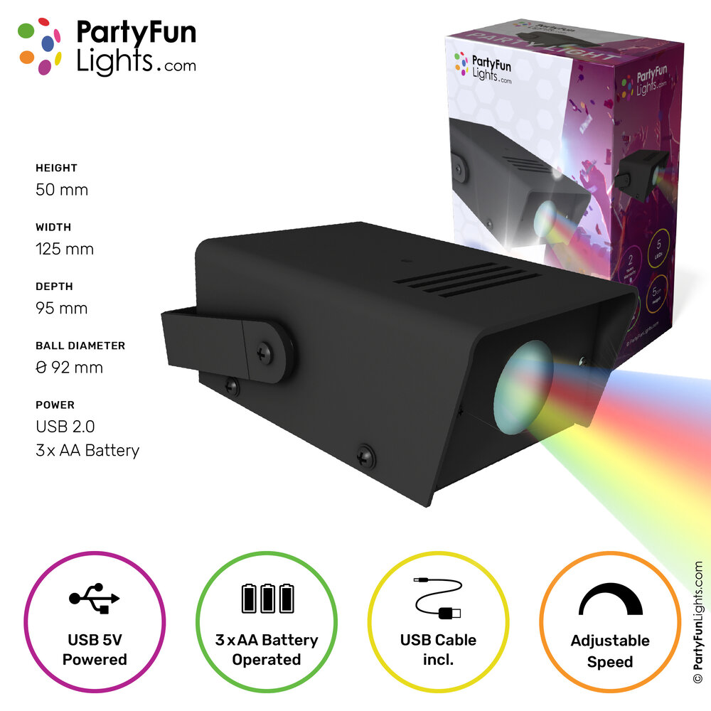 PartyFunLights Mehrfarbige Partyleuchte mit Batterie und USB-Stromversorgung