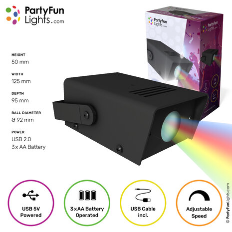 PartyFunLights Mehrfarbige Partyleuchte mit Batterie und USB-Stromversorgung