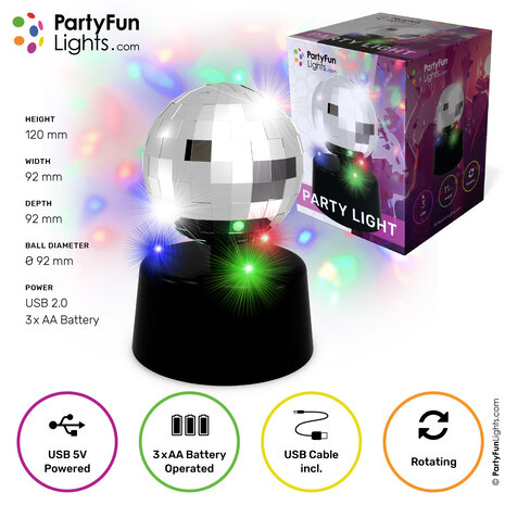 PartyFunLights Mehrfarbige Partyleuchte mit Batterie und USB-Stromversorgung PartyFunLights Mehrfarbige Partyleuchte mit Batterie und USB-Stromversorgung