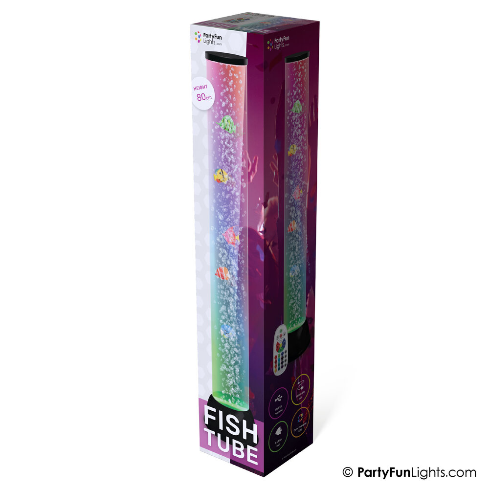 PartyFunLights XXL Color Changing Fish Lamp with Bubbles USB and Battery Powered