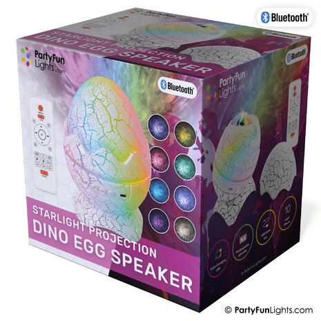 PartyFunLights Starlight Projection Dino Egg Speaker