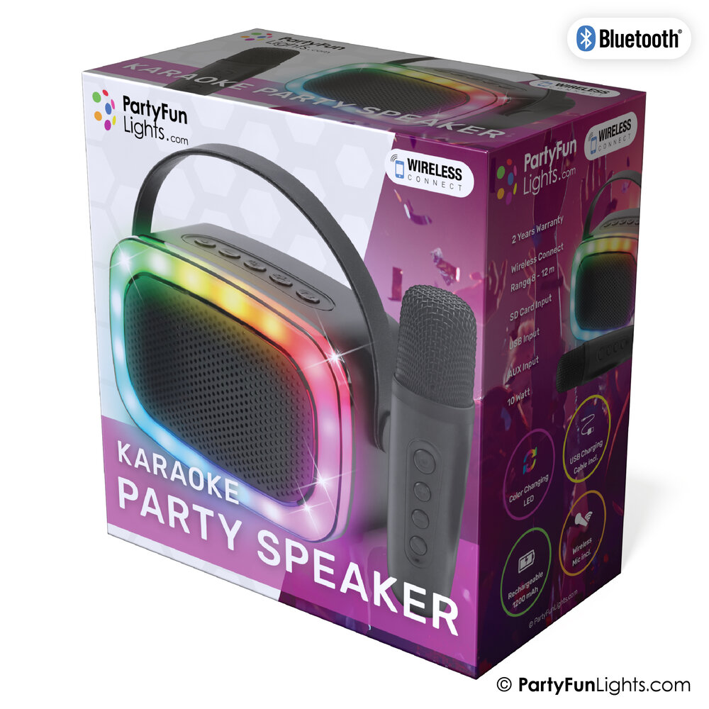 PartyFunLights Karaoke Party Speaker with Light Effects