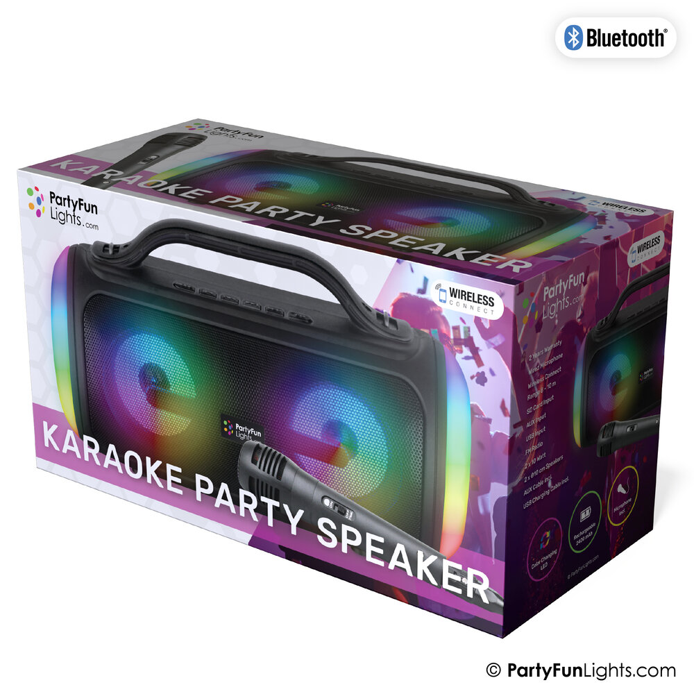 PartyFunLights Karaoke Party Speaker with Light Effects