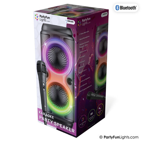 PartyFunLights Karaoke Party Speaker with Light Effects