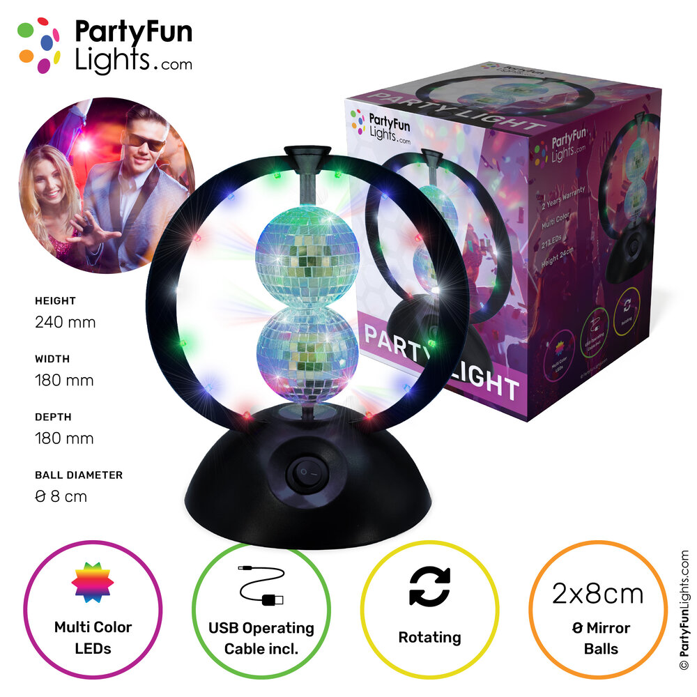 PartyFunLights Multi-Color Rotating Party Light USB Powered