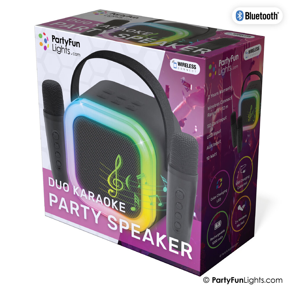 PartyFunLights Draadloze Duo Karaoke Party-luidspreker opladen via USB