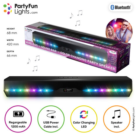 PartyFunLights Party Speaker Kleurveranderend opladen via USB