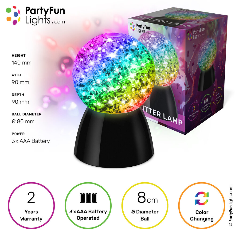 PartyFunLights Glitter Ball Color Changing
