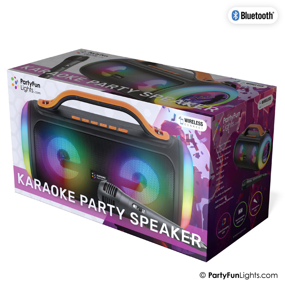 PartyFunLights Karaoke Party Speaker with Light Effects