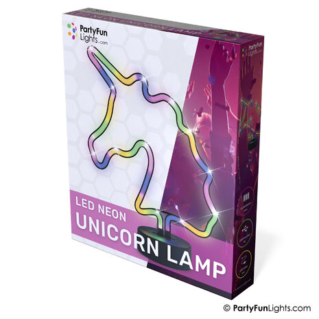 PartyFunLights Multi-Color LED Neon Unicorn Lamp on Battery or USB