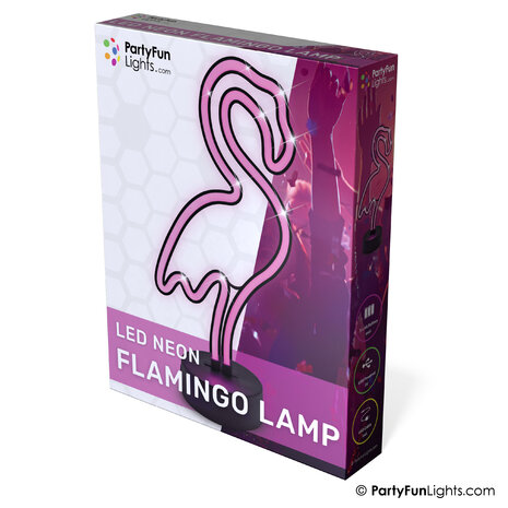 PartyFunLights Roze LED-neon flamingo-lamp op batterijen of USB.